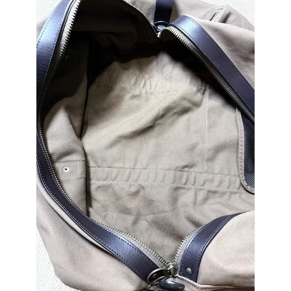 Lands End Waxed Canvas Duffle Bag Brown Heavy Duty Travel Vacation Gym